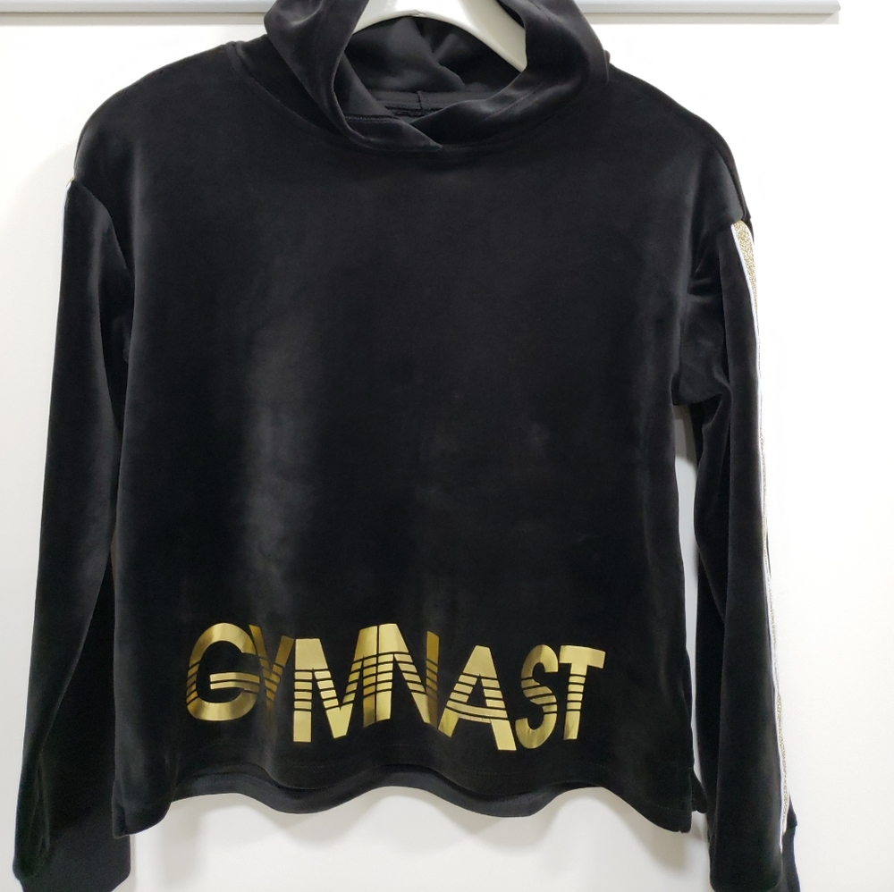 Justice gymnast hoodie black & gold